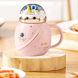 Maxbell Cute Astronaut Mug Creative Funny Space Mug for Friends Kids Valentines Gift Pink