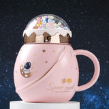 Maxbell Cute Astronaut Mug Creative Funny Space Mug for Friends Kids Valentines Gift Pink