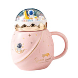 Maxbell Cute Astronaut Mug Creative Funny Space Mug for Friends Kids Valentines Gift Pink