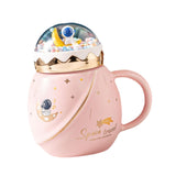 Maxbell Cute Astronaut Mug Creative Funny Space Mug for Friends Kids Valentines Gift Pink