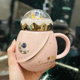 Maxbell Cute Astronaut Mug Creative Funny Space Mug for Friends Kids Valentines Gift Pink