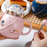 Maxbell Cute Astronaut Mug Creative Funny Space Mug for Friends Kids Valentines Gift Pink