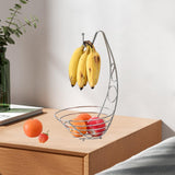 Maxbell Fruit Basket Bowl Stable Creative Banana Holder for Countertop Kitchen Snack Silver