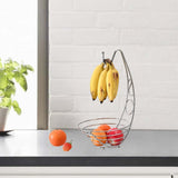 Maxbell Fruit Basket Bowl Stable Creative Banana Holder for Countertop Kitchen Snack Silver