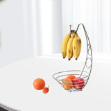 Maxbell Fruit Basket Bowl Stable Creative Banana Holder for Countertop Kitchen Snack Silver