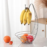 Maxbell Fruit Basket Bowl Stable Creative Banana Holder for Countertop Kitchen Snack Silver