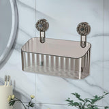 Maxbell Shower Basket Suction Cup Wall Mounted Modern for Bathroom Apartment Kitchen Gray