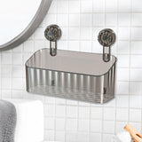 Maxbell Shower Basket Suction Cup Wall Mounted Modern for Bathroom Apartment Kitchen Gray