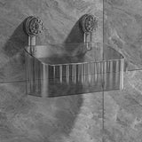 Maxbell Shower Basket Suction Cup Wall Mounted Modern for Bathroom Apartment Kitchen Gray