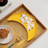 Maxbell Dessert Tray Moon Shaped Desktop Storage Platter for Home Decoration Mubarak