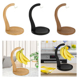 Maxbell Banana Holder Stand Multifunction Portable Banana Holder Stand Hook for Home wood color