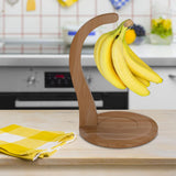 Maxbell Banana Holder Stand Multifunction Portable Banana Holder Stand Hook for Home walnut color