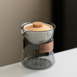 Maxbell Glass Teapot 210ml Portable Teaware Chinese Gong Fu for Travel Office gray and orange lid