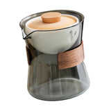 Maxbell Glass Teapot 210ml Portable Teaware Chinese Gong Fu for Travel Office gray and orange lid