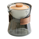 Maxbell Glass Teapot 210ml Portable Teaware Chinese Gong Fu for Travel Office gray and orange lid