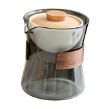 Maxbell Glass Teapot 210ml Portable Teaware Chinese Gong Fu for Travel Office gray and orange lid