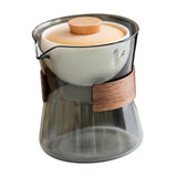 Maxbell Glass Teapot 210ml Portable Teaware Chinese Gong Fu for Travel Office gray and orange lid