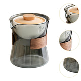 Maxbell Glass Teapot 210ml Portable Teaware Chinese Gong Fu for Travel Office gray and orange lid