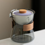 Maxbell Glass Teapot 210ml Portable Teaware Chinese Gong Fu for Travel Office gray and orange lid