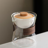 Maxbell Glass Teapot 210ml Portable Teaware Chinese Gong Fu for Travel Office gray  Gradient lid