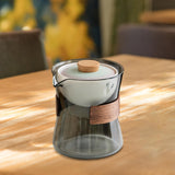 Maxbell Glass Teapot 210ml Portable Teaware Chinese Gong Fu for Travel Office gray  Gradient lid