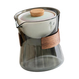 Maxbell Glass Teapot 210ml Portable Teaware Chinese Gong Fu for Travel Office gray  Gradient lid