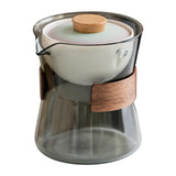 Maxbell Glass Teapot 210ml Portable Teaware Chinese Gong Fu for Travel Office gray  Gradient lid