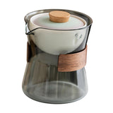 Maxbell Glass Teapot 210ml Portable Teaware Chinese Gong Fu for Travel Office gray  Gradient lid