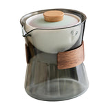 Maxbell Glass Teapot 210ml Portable Teaware Chinese Gong Fu for Travel Office gray  Gradient lid