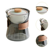 Maxbell Glass Teapot 210ml Portable Teaware Chinese Gong Fu for Travel Office gray  Gradient lid