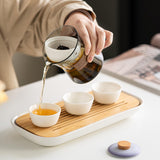 Maxbell Glass Teapot 210ml Portable Teaware Chinese Gong Fu for Travel Office clear orange lid