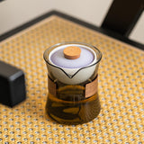 Maxbell Glass Teapot 210ml Portable Teaware Chinese Gong Fu for Travel Office clear orange lid