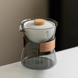 Maxbell Glass Teapot 210ml Portable Teaware Chinese Gong Fu for Travel Office clear orange lid