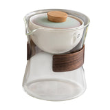 Maxbell Glass Teapot 210ml Portable Teaware Chinese Gong Fu for Travel Office clear Gradient lid