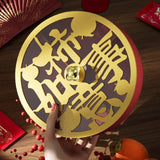 Maxbell Serving Tray Round Serving Dish for Spring Festival Chinese New Year Parties gold lid