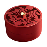 Maxbell Serving Tray Round Serving Dish for Spring Festival Chinese New Year Parties red lid