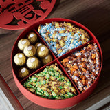 Maxbell Serving Tray Round Serving Dish for Spring Festival Chinese New Year Parties red lid