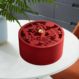 Maxbell Serving Tray Round Serving Dish for Spring Festival Chinese New Year Parties red lid