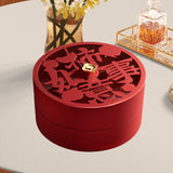 Maxbell Serving Tray Round Serving Dish for Spring Festival Chinese New Year Parties red lid