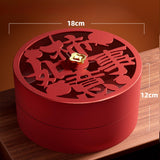 Maxbell Serving Tray Round Serving Dish for Spring Festival Chinese New Year Parties red lid