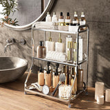 Maxbell Bathroom Organizer Countertop Three Tier Vanity Tray for Kitchen Room sliver
