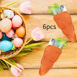 Maxbell 6 Pieces Easter Carrot Cutlery Holders Pouch Bags for Birthday Party Wedding