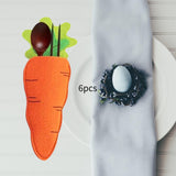 Maxbell 6 Pieces Easter Carrot Cutlery Holders Pouch Bags for Birthday Party Wedding