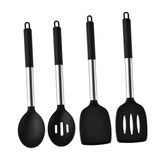 Maxbell 4Pcs Cooking Utensils Mixing Easy to Clean Spoons Stirring Nonstick Cookware Black