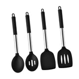 Maxbell 4Pcs Cooking Utensils Mixing Easy to Clean Spoons Stirring Nonstick Cookware Black