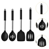 Maxbell 4Pcs Cooking Utensils Mixing Easy to Clean Spoons Stirring Nonstick Cookware Black