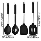 Maxbell 4Pcs Cooking Utensils Mixing Easy to Clean Spoons Stirring Nonstick Cookware Black