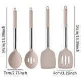 Maxbell 4Pcs Cooking Utensils Mixing Easy to Clean Spoons Stirring Nonstick Cookware Beige