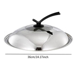 Maxbell Round Frying Pan Cover 36cm Fry Pan Lid for Home Use 34-35.5cm Diameter Pots Standable Handle