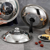 Maxbell Round Frying Pan Cover 36cm Fry Pan Lid for Home Use 34-35.5cm Diameter Pots Standable Handle